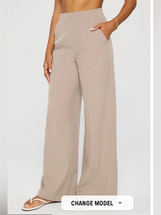 Fabletics Pants - Fabletics Downtown wide leg pant Fabletics Taupe Wide-Leg Pull-On Pants